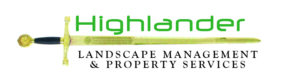 Highlander Landscape Management and Property Services; Sword logo
